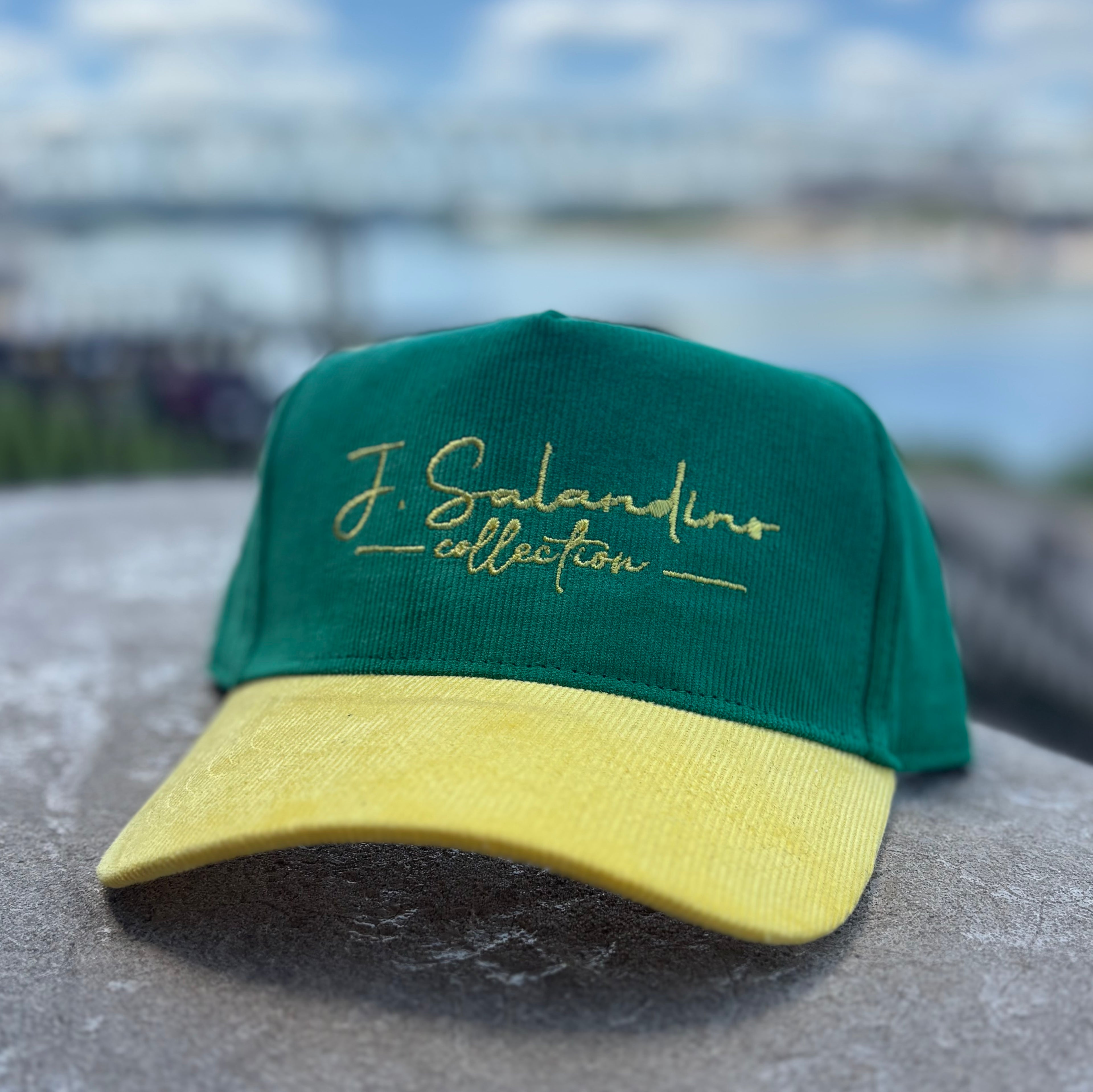 JSal Collection Green/Yellow Corduroy Trucker