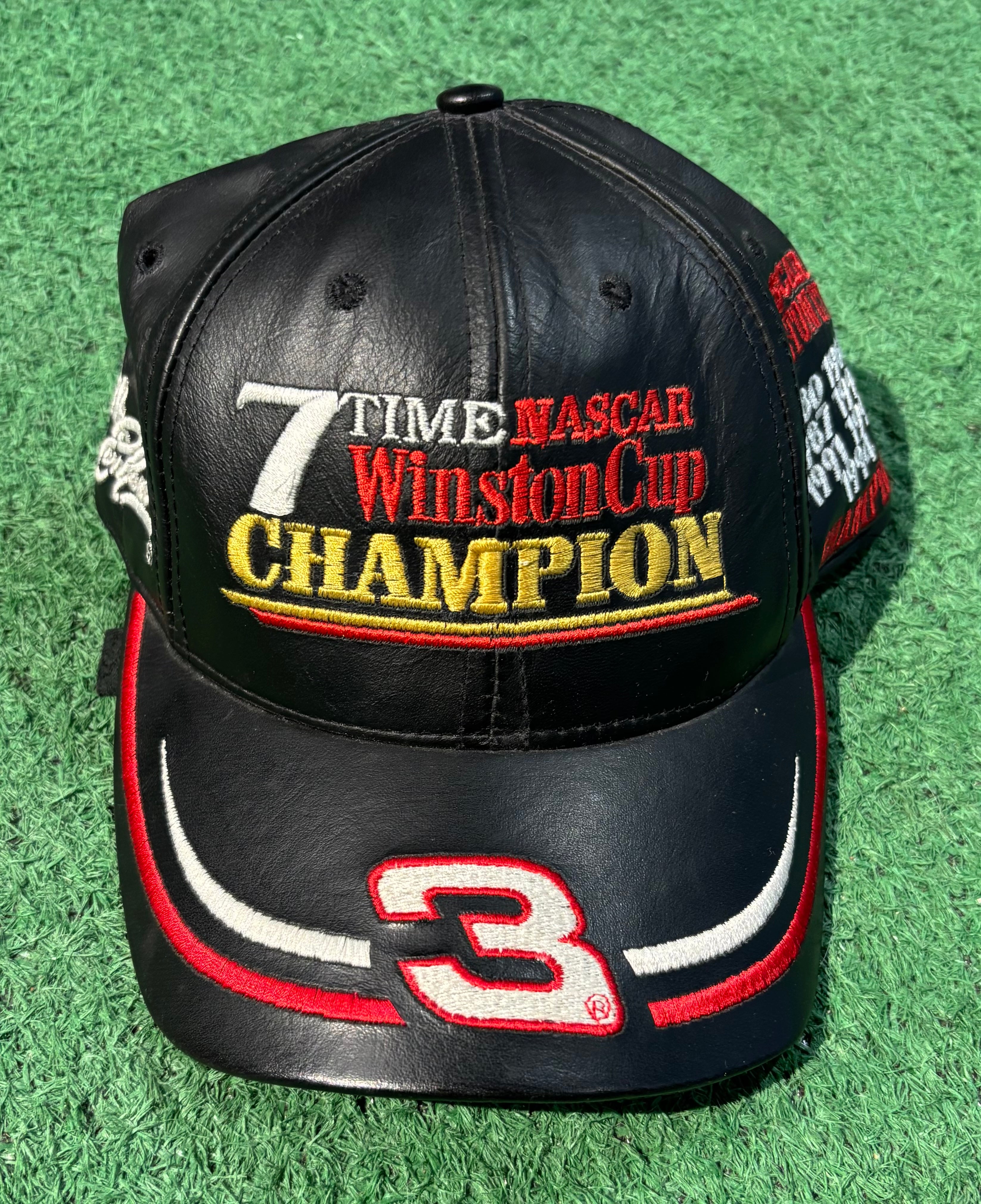 Dale Sr Leather Vintage Racing Cap