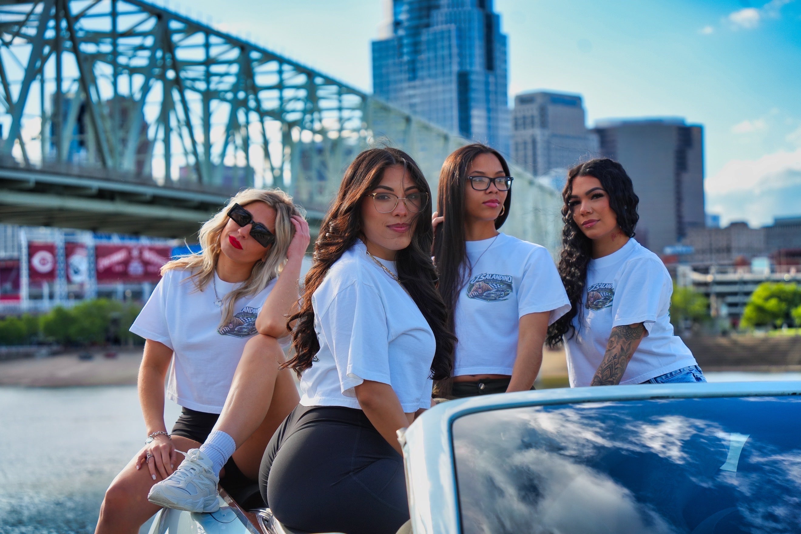 JSal Grizzly Racing White Crop Top