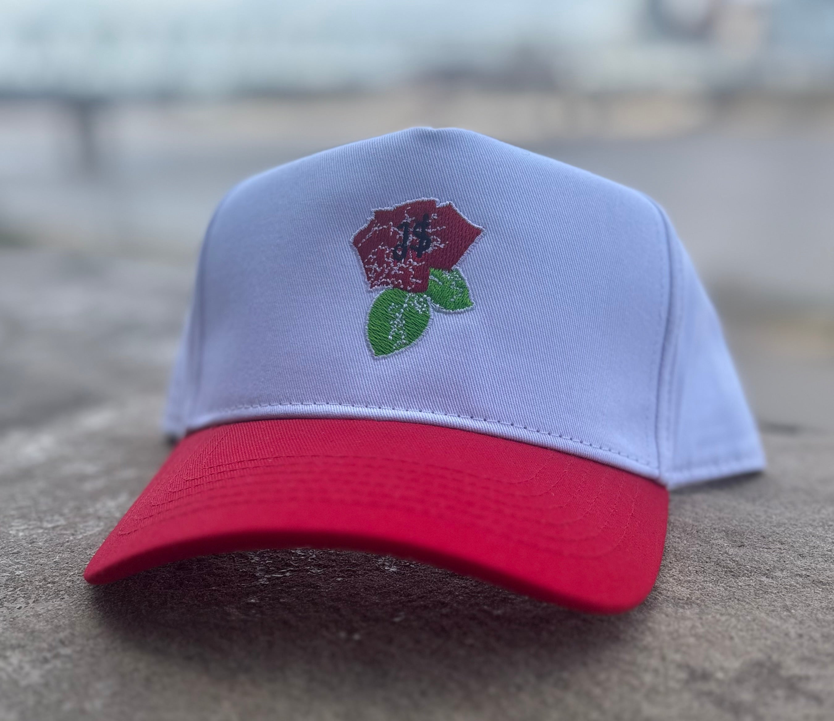 JSal White/Red Rose K-Frame Hat