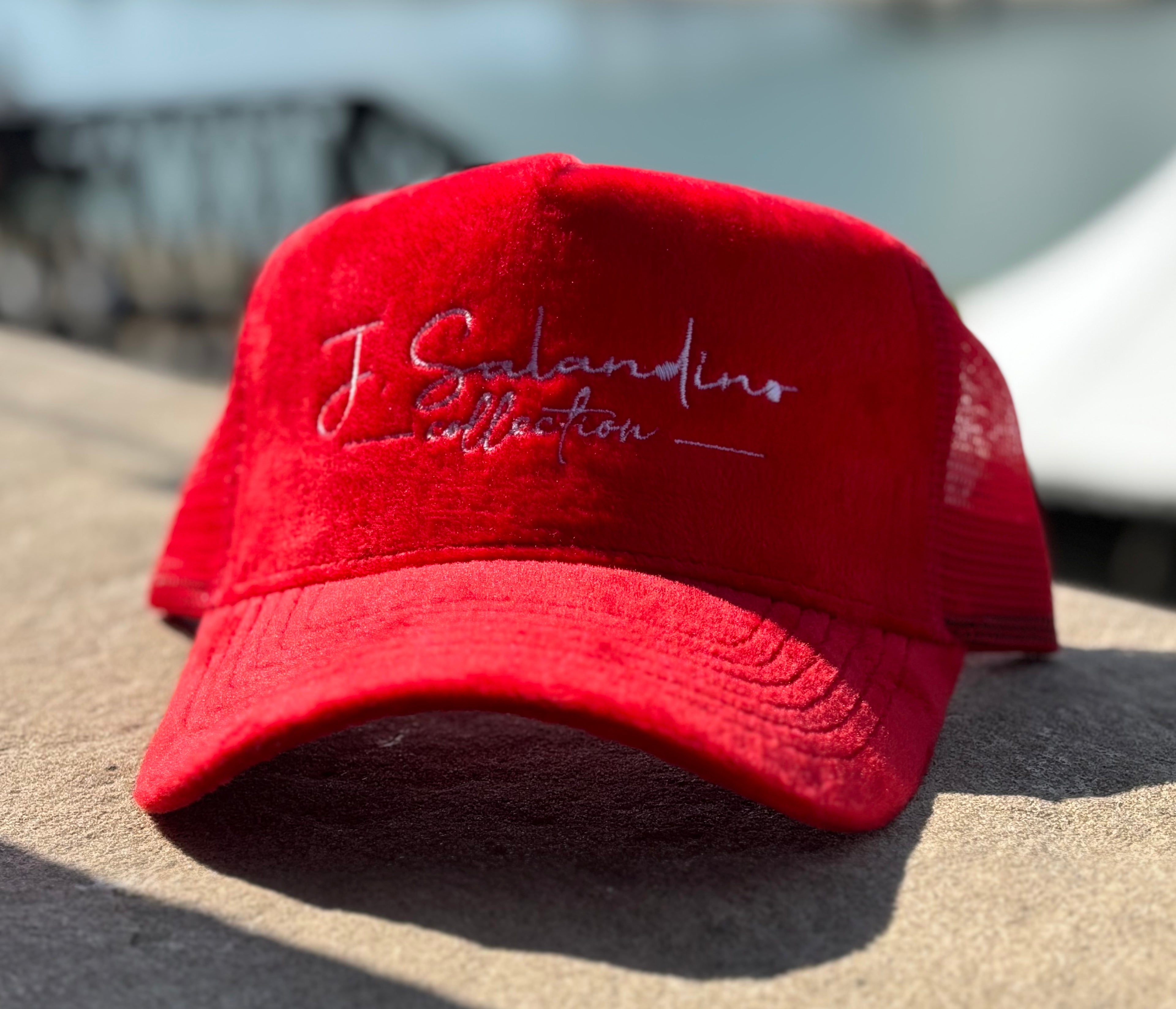 JSalandino Red Suede Trucker