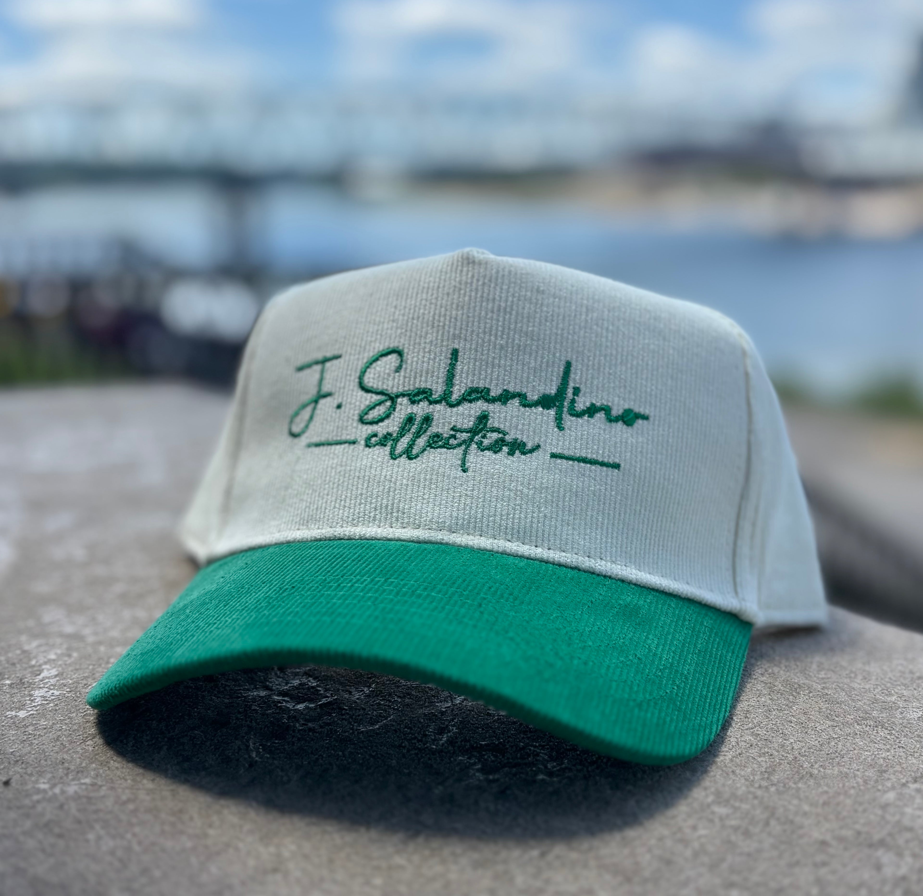 JSal Collection Off White/Celtic Green Corduroy Trucker