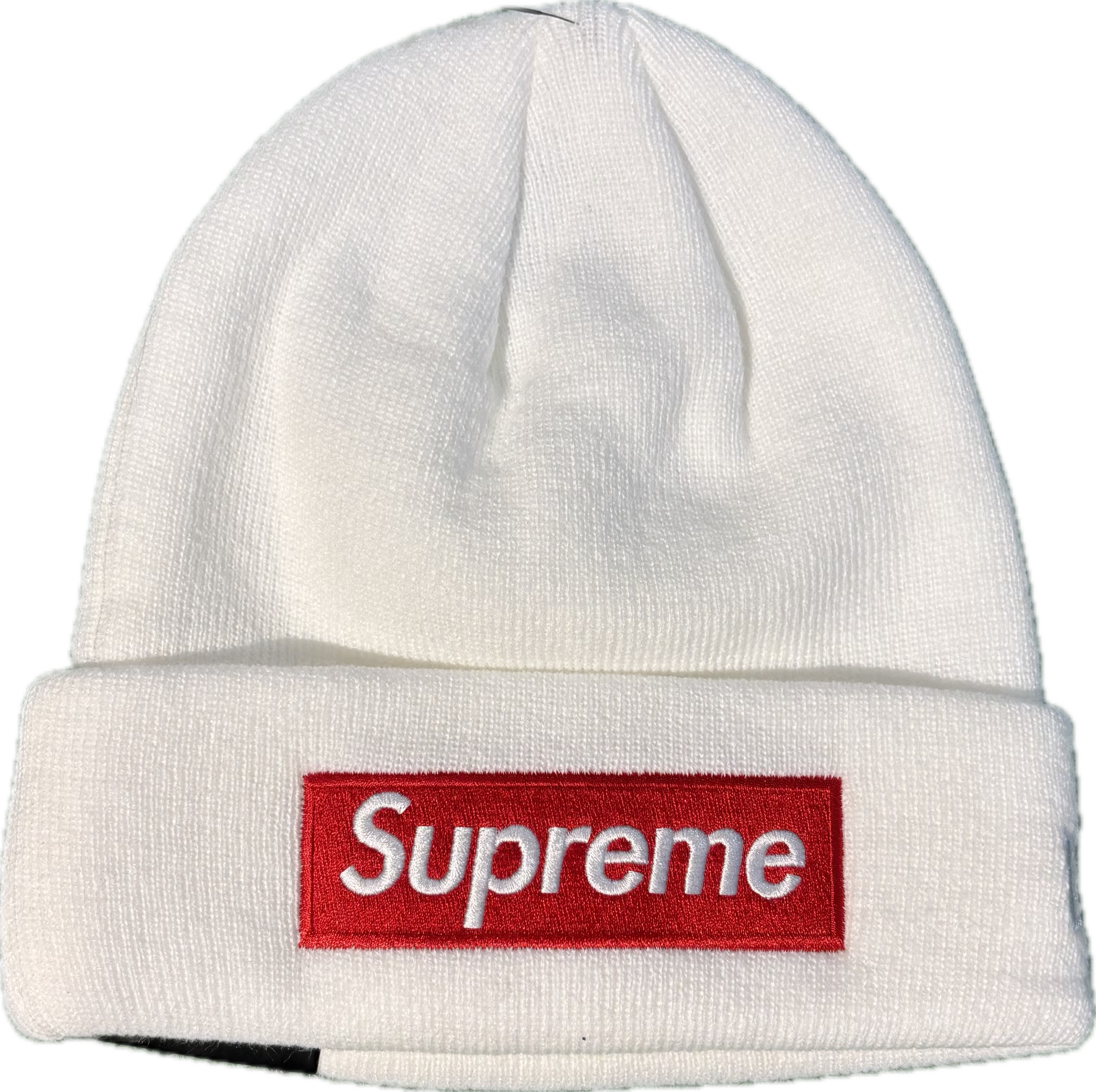 Supreme New Era White/Red Box Logo Beanie