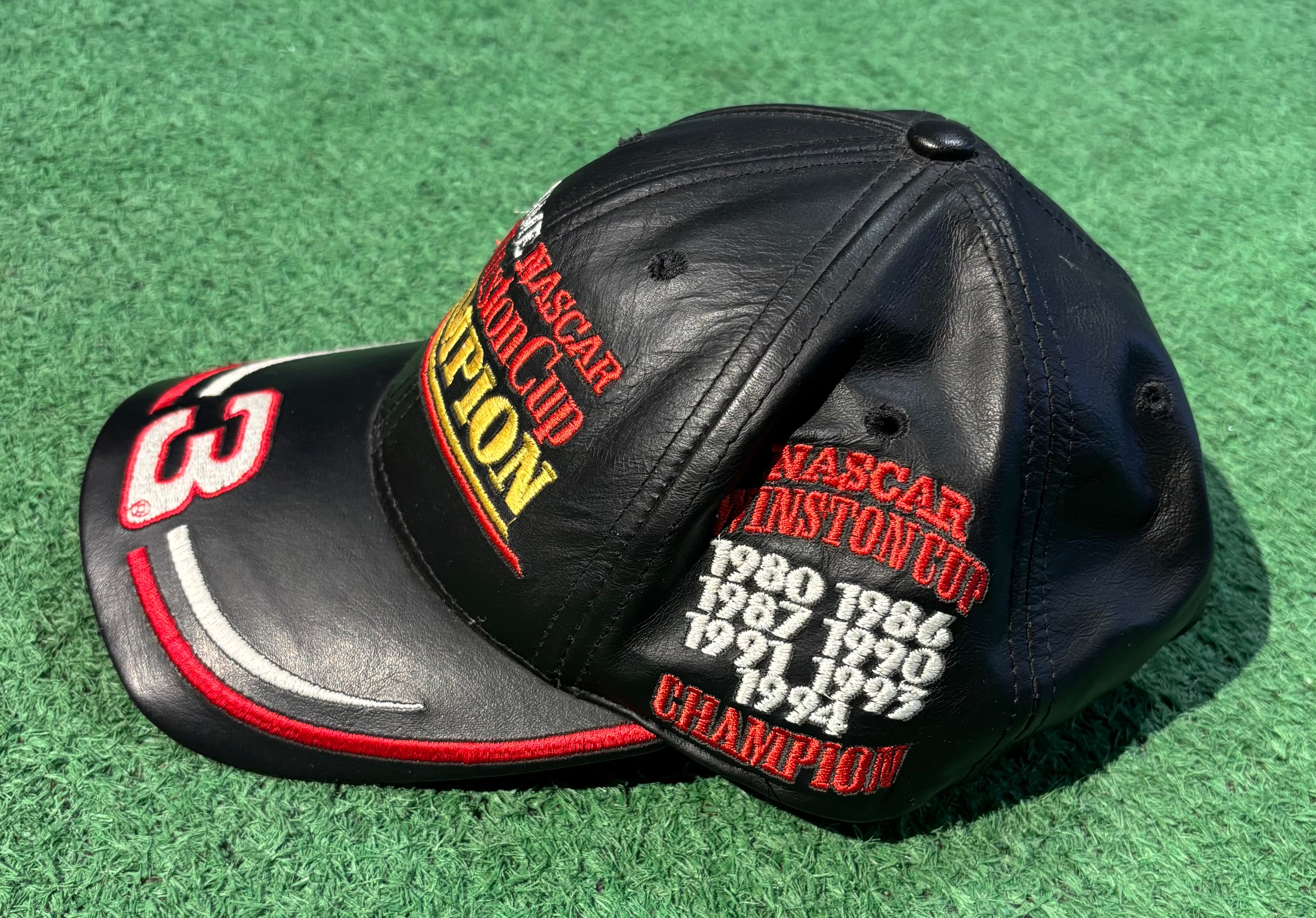 Dale Sr Leather Vintage Racing Cap