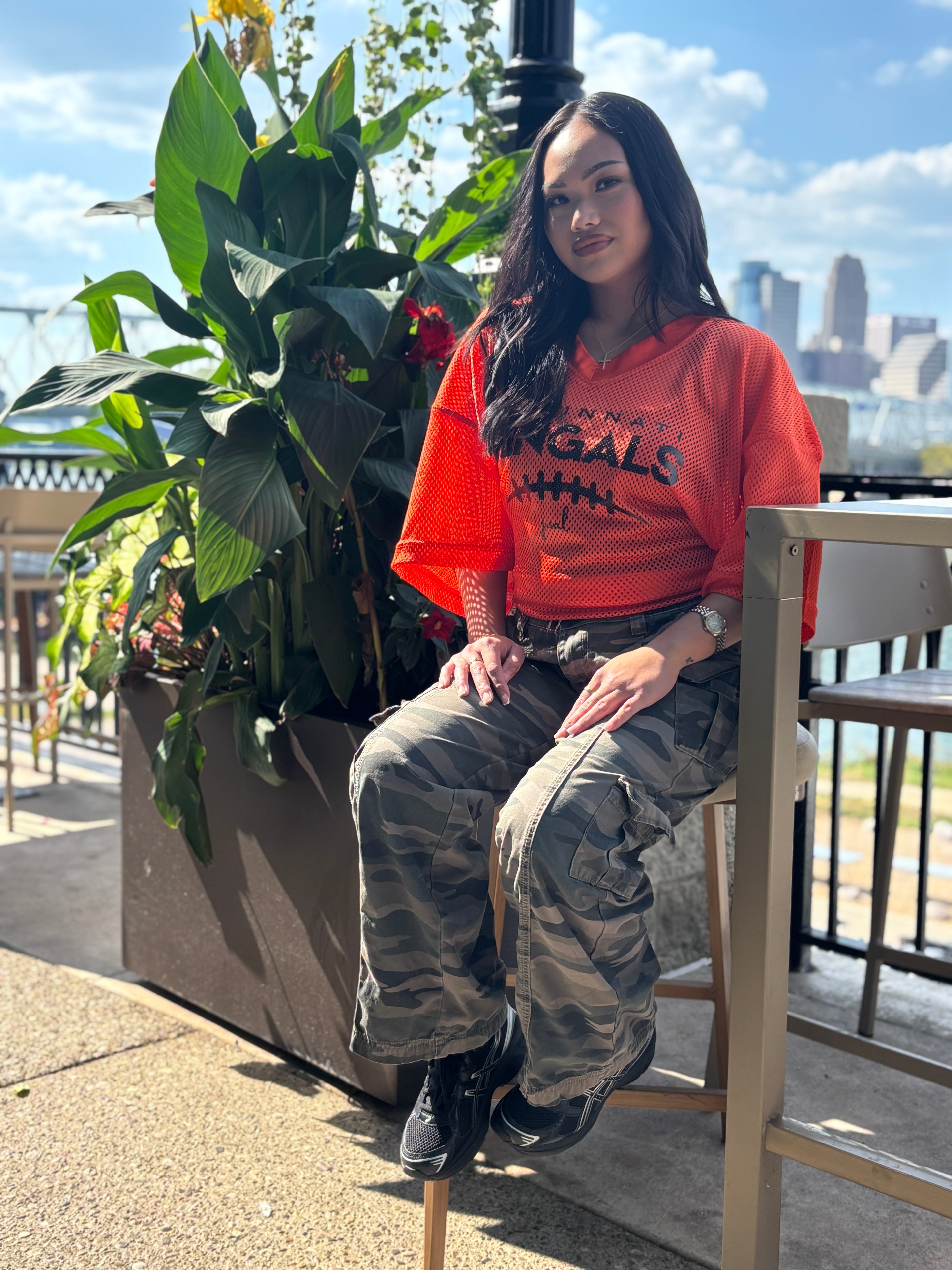 JSalandino Orange Bengals Crop Jersey