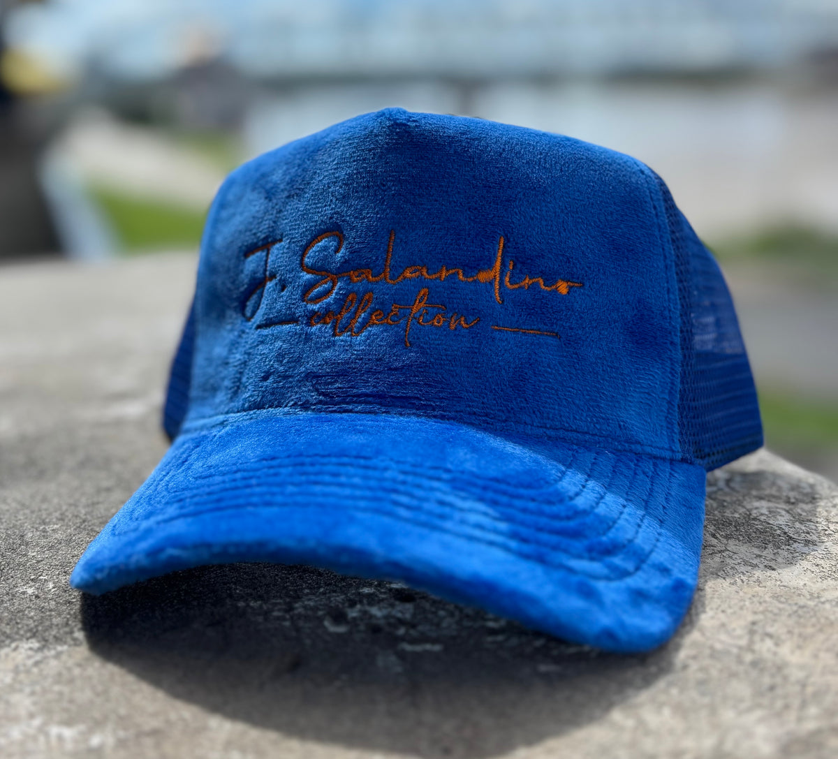 JSal Royal Blue/Orange Suede Trucker