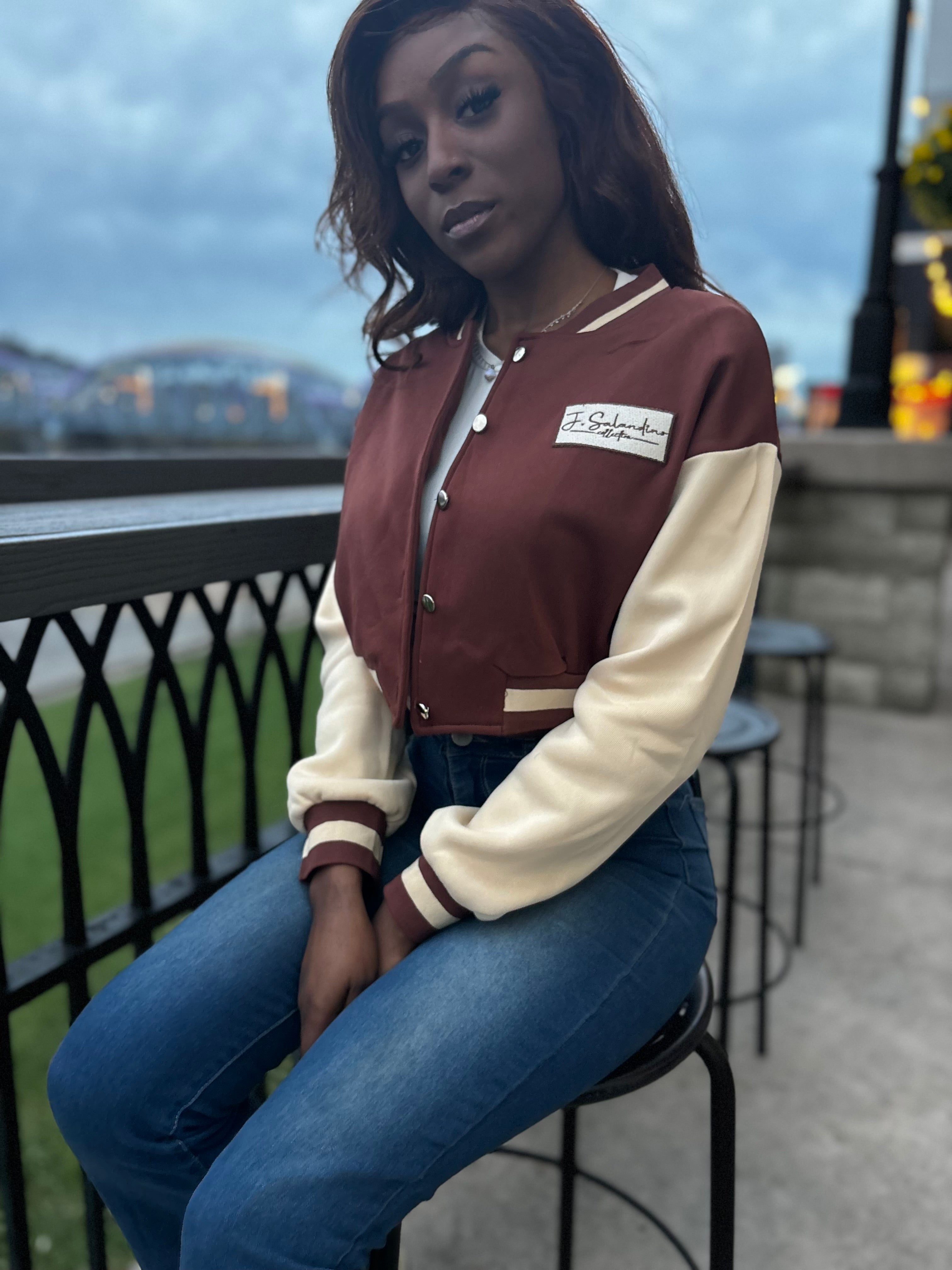 JSalandino Collection Women’s Brown/Light Brown Cropped Jacket