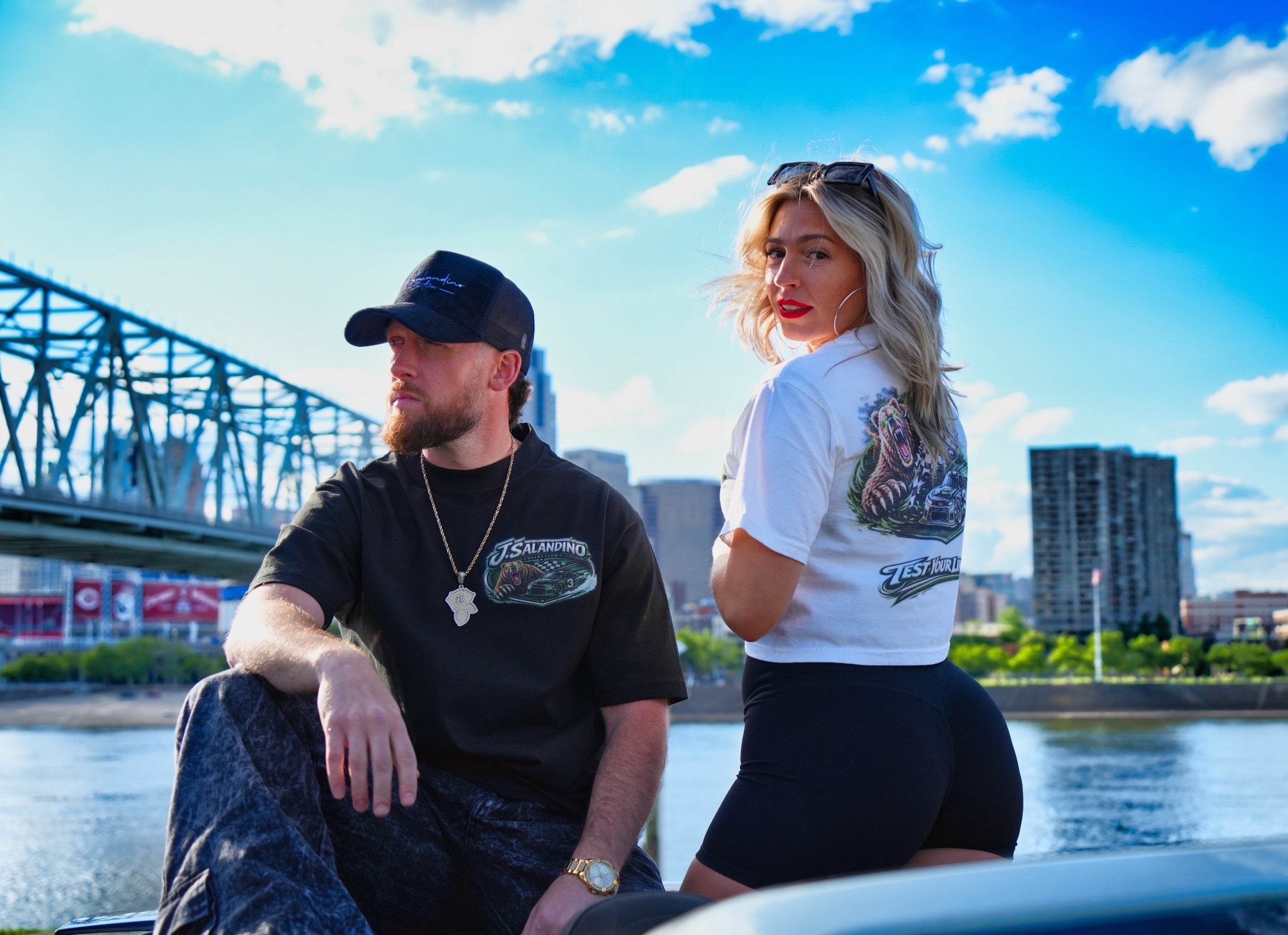 JSal Grizzly Racing White Crop Top