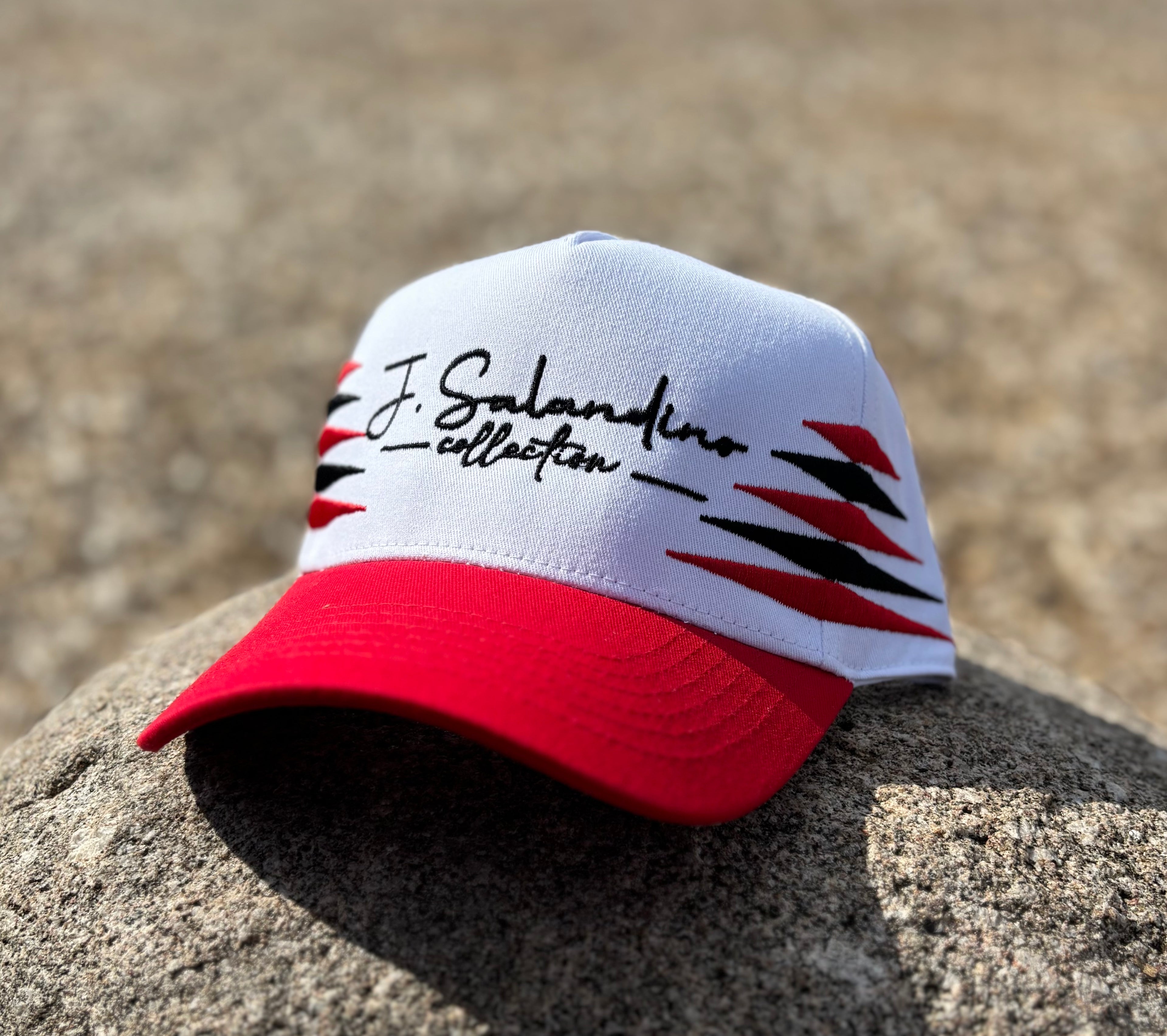 JSal Collection Black/Red/White Diamond Trucker