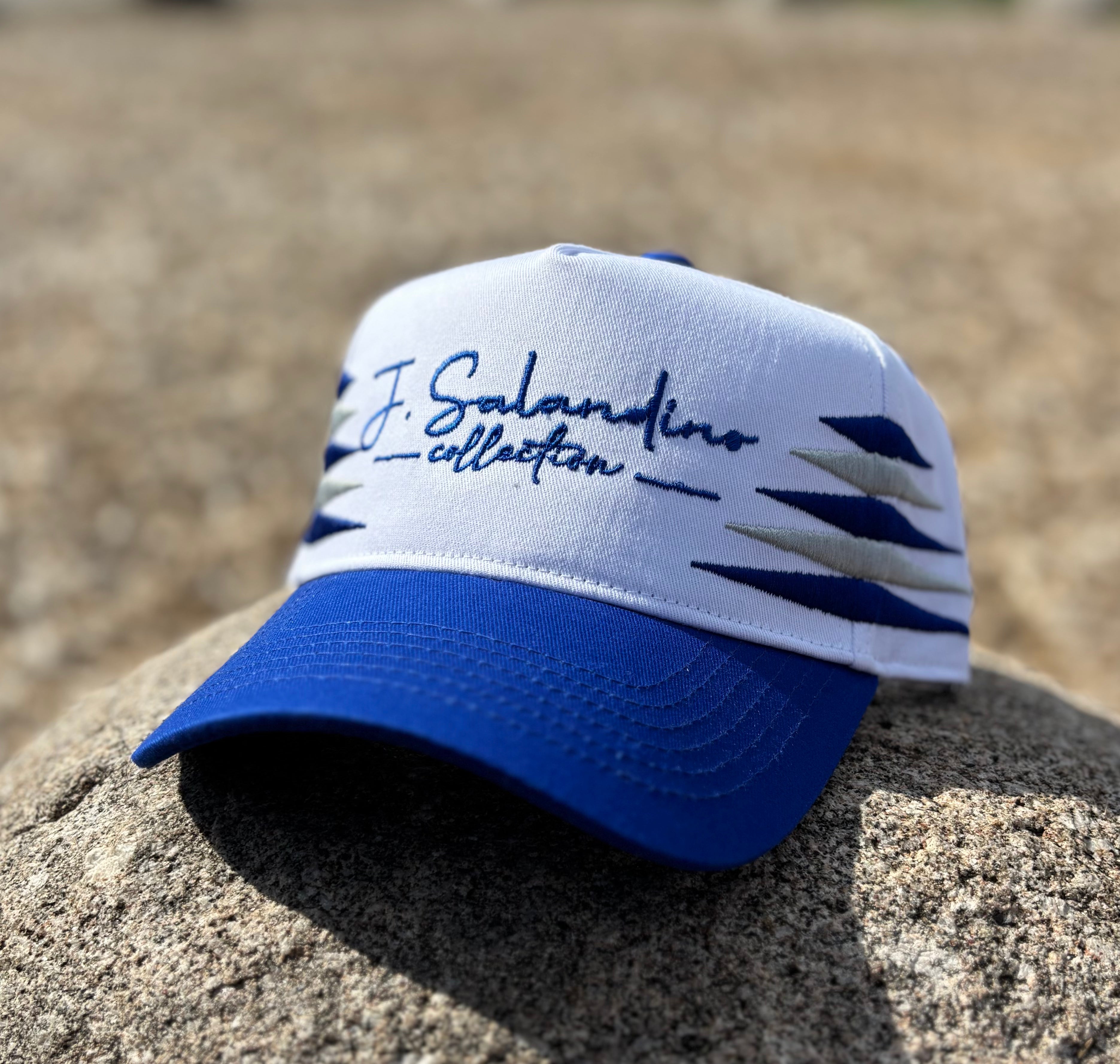 JSal Collection Blue/White/Black Diamond Trucker