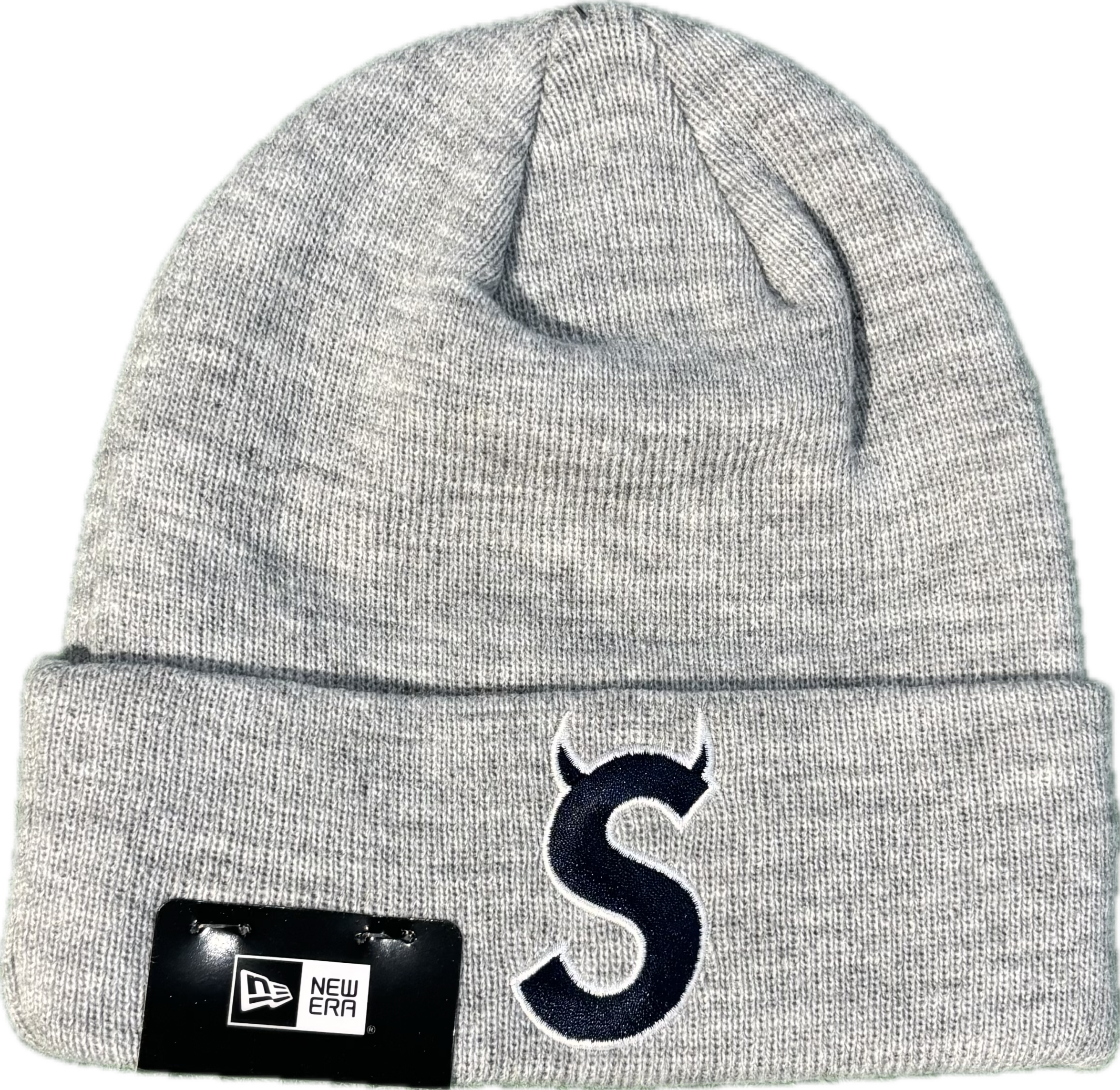 Supreme Grey/Navy “S” New Era Beanie